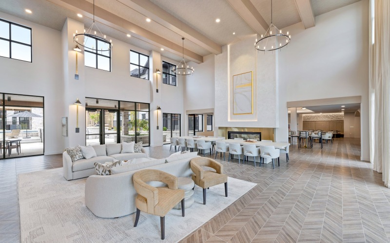 a large lounge area with ample light