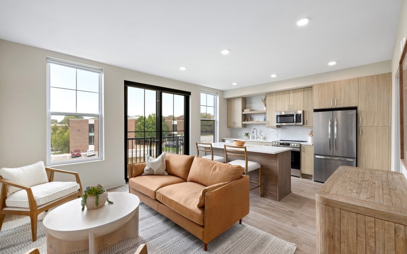 Open space living area with natural lighting